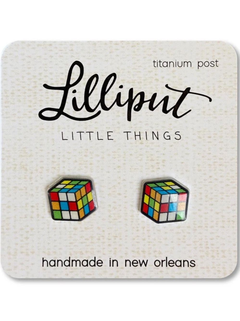 NWT Lilliput Retro Puzzle Cube Earrings